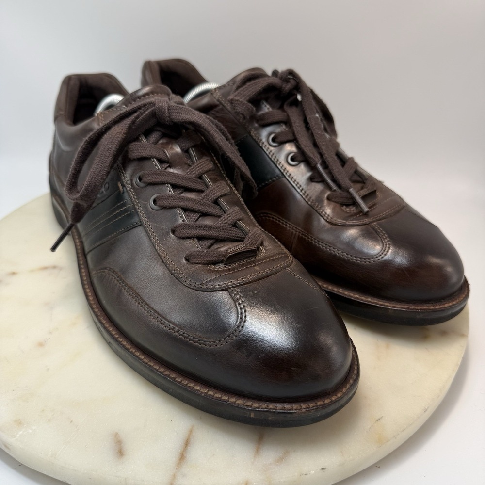 Ecco Fenn Leather Lace Up Oxfords Mens 12.5 EU 46 Casual Walking Workwear Brown